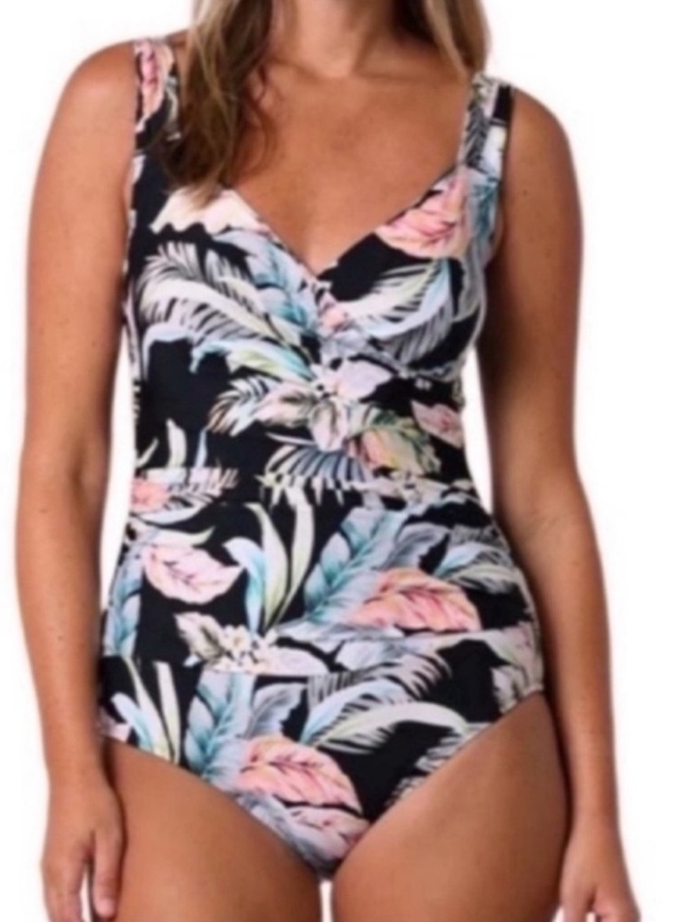 NEW Jantzen One Piece Swimsuit Cabana Queen Tropical Black Blue Pink Size 8